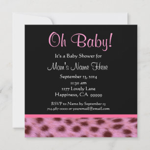 Cute Black White Roze Cheetah Print Baby shower Kaart