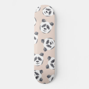 Cute Black White roze Waterverf Panda Patroon Skateboard