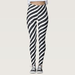 Cute Black White Snoep Stripe Glitter Patroon Leggings