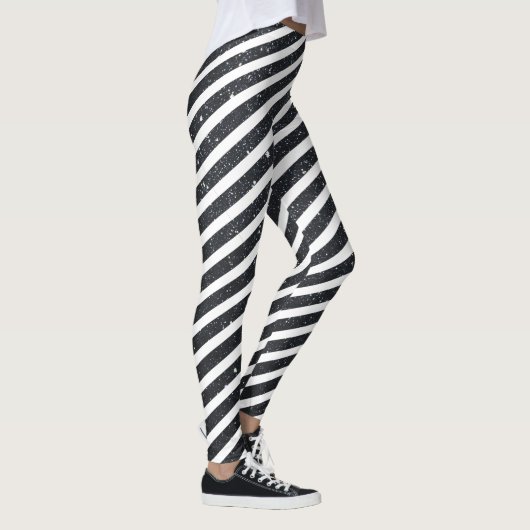 Cute Black White Snoep Stripe Glitter Patroon Leggings (Rechts)