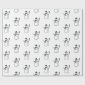 Cute Black White Snowman Cadeaupapier (Vlak)
