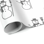 Cute Black White Snowman Cadeaupapier (Rol Hoek)