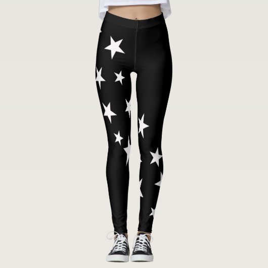 Cute Black White Stars Leggings (Devant)