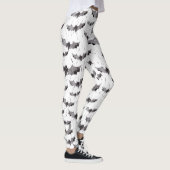Cute Black & White Waterverf Bats Halloween Leggings (Rechts)