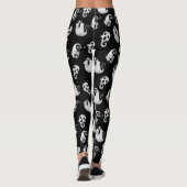 Cute Black & White Waterverf Ghosts Halloween Leggings (Achterkant)
