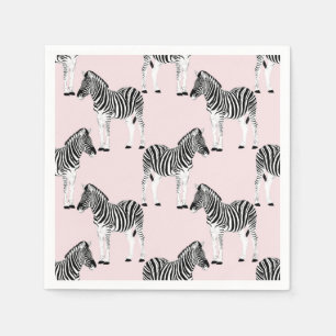 Cute Black & White Zebra Animal Pink Design Servet
