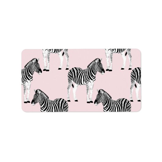 Cute Black White Zebra Animal Roze design Etiket (Voorkant)