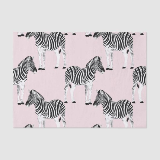Cute Black White Zebra Animal Roze design Tissuepapier (Voorkant)