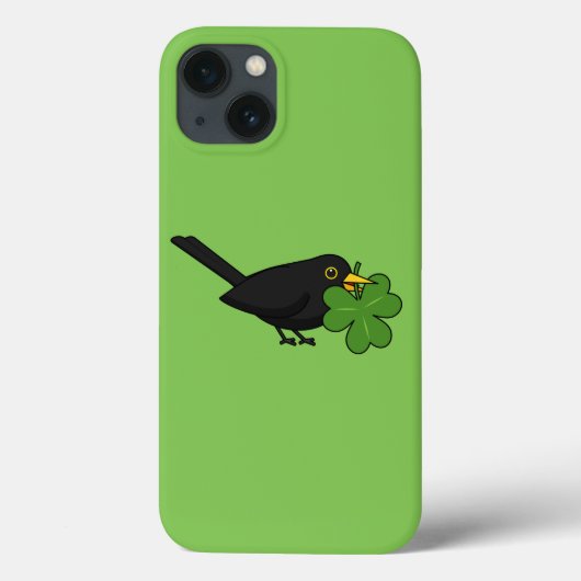 Cute Blackbird met Shamrock Clover Cartoon Case-Mate iPhone Case (Achterkant)