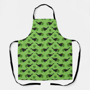 Cute Blackbird met Shamrock Clover Cartoon Schort