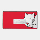 Cute blanc Chat Dormir bureau Mat (Clavier et souris)