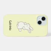 Cute blanc lapin nom personnalisé jaune (Verso Horizontal)