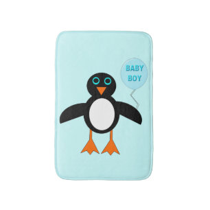 Cute Blauwe Baby Jongen Pinguïn Badmat