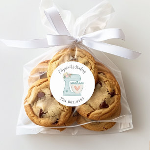 Cute Blauwe Cake Mixer Gebakken Met Liefde Ronde Sticker