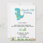 Cute Blauwe Dinosaurus Thema Kaart (Voorkant)