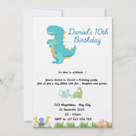 Cute Blauwe Dinosaurus Thema Kaart