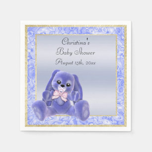 Cute Blauwe Flaporen Konijn Baby Shower Servetten