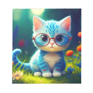 Cute Blauwe Kitten met Bril-47067 Notitieblok
