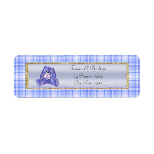 Cute Blauwe Konijn Baby Shower Etiket