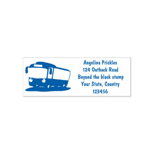 Cute blauwe moderne bus cartoon illustratie  zelfinktende stempel