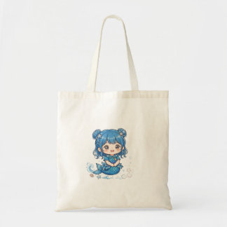 Cute Blauwe Oceaan Zeemeermin Meisje T-Shirt - Kaw Tote Bag