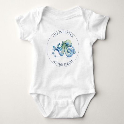 Cute blauwe octopus baby jongens romper (Voorkant)