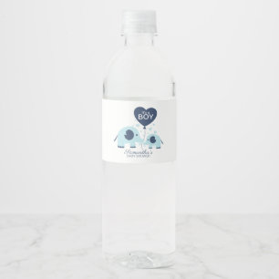 Cute Blauwe Olifant Jongens Baby Shower Waterfles Etiket