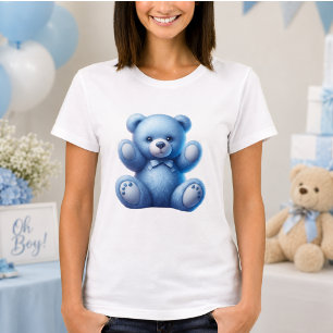 Cute Blauwe Teddybeer Vintage Baby Jongens Shower T-shirt