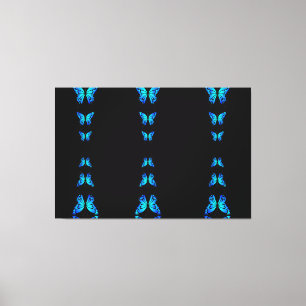 Cute Blauwe Vlinders Zwarte Middernacht Kleur Canvas Afdruk