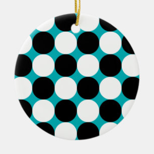 Cute blauwe zwart-wit stippen vectorpatroon keramisch ornament
