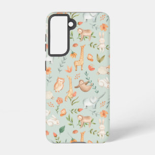 Cute Blauwgroen Baby Animal Pastel Patroon Samsung Galaxy Hoesje