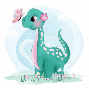 Cute Blauwgroen Dinosaur Baby shower Staand Fotobeeldje