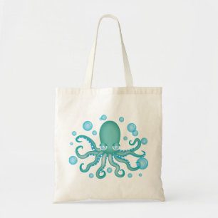 Cute Blauwgroen Octopus Tote Bag