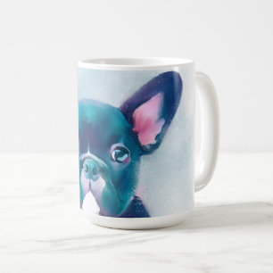Cute Blauwgroen Roze Franse Bulldog Design Koffiemok