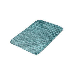 Cute Blauwgroen Turquoise Blue Faux Rattan Weave P Badmat