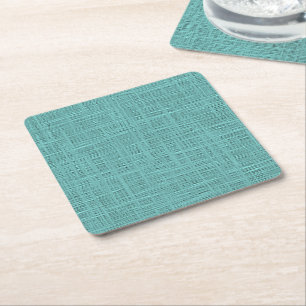 Cute Blauwgroen Turquoise Green Faux Jute Fabric P Vierkante Kartonnen Onderzetter