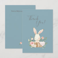 Cute bleu Aquarelle Bunny Baby shower Merci