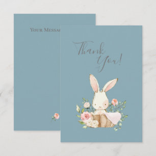 Cute bleu Aquarelle Bunny Baby shower Merci