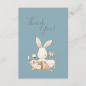 Cute bleu Aquarelle Bunny Baby shower Merci (Devant)