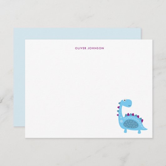 Cute bleu Dinosaur Enfants merci (Devant / Derrière)