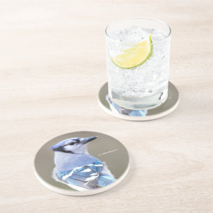 Cute Bleu Jay Songbird sur Dessous de verre Treest