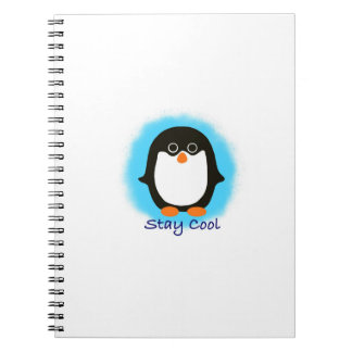 Cute blijf Cool Penguin Design Blue Background Notitieboek