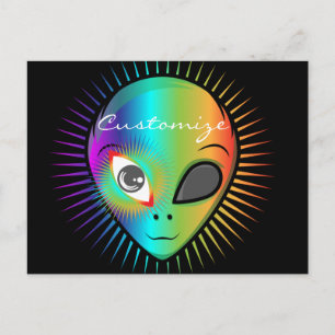 Cute Blinking Alien Head Thunder_Cove Briefkaart
