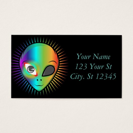 Cute Blinking Alien Head Thunder_Cove Visitekaartje (Voorkant)