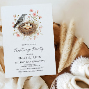 Cute Bloemige Nesteldecoratie Feest Meisje Baby Sh Kaart