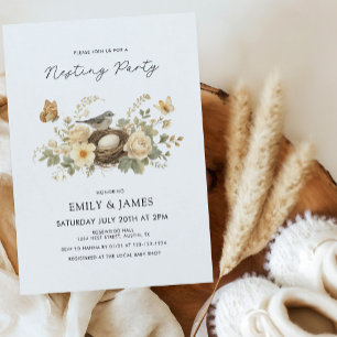Cute Bloemrijke Nesteldecoratie Baby Shower Kaart