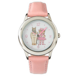Cute Blond Cowgirl en Cream Horse Horloge