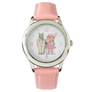 Cute Blond Cowgirl en Cream Horse Horloge