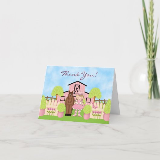 Cute Blond Cowgirl et Brown Merci de cheval (Devant)