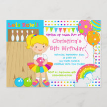 Cute Blond Girl Bowling Birthday Party